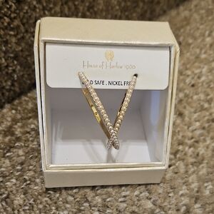 House of Harlow 1960 Gold and White Pearl Earrings